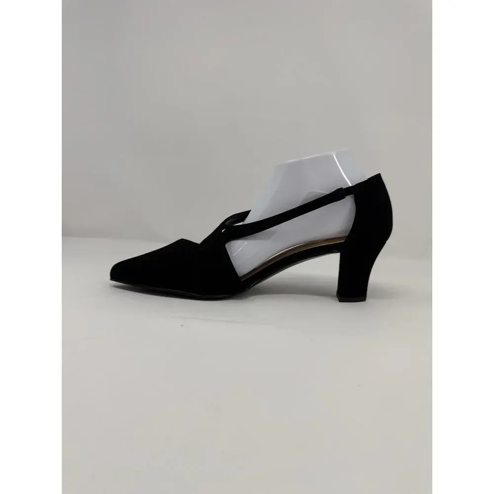 Easy Street Elegance Black Dress Heels Pumps Women’s 10 WW Strap Shoes